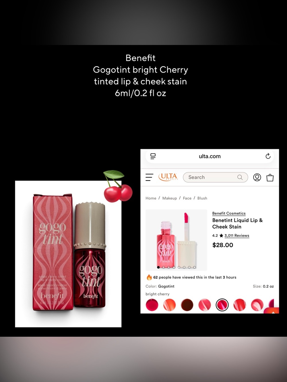 Benefit GogoTint Tinted Lip & Cheek Stain in Bright Cherry